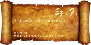 Szilvási Ferenc névjegykártya